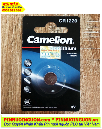 Camelion CR1220; Pin đồng xu 3v lithium Camelion CR1220 chính hãng /Loại Vỉ 1viên